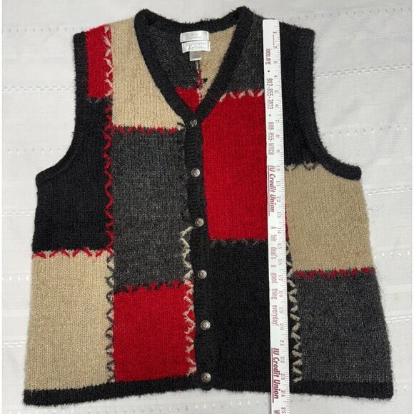 Christopher & Banks XL Patchwork Knit Vest Hand Embroidered Mohair Blend Women's - Picture 3 of 10